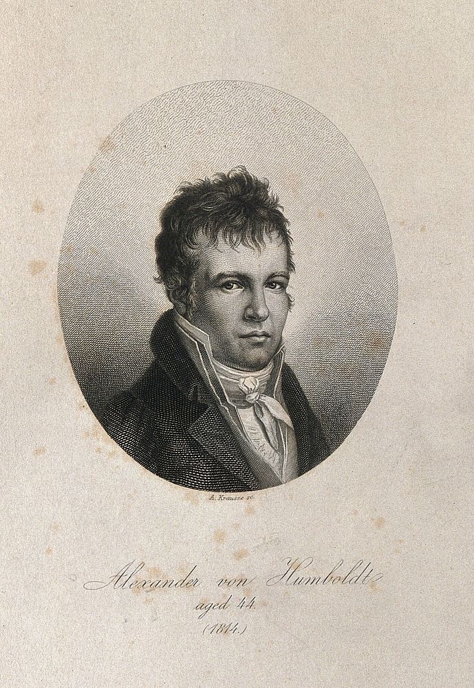 Friedrich Heinrich Alexander von Humboldt. Line engraving by A. Krausse, 1814.