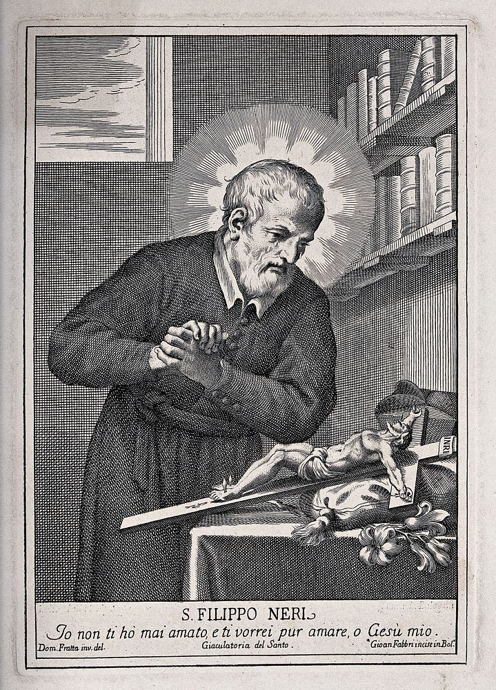 Saint Philip Neri. Engraving by G. Fabbri after D.M. Fratta.