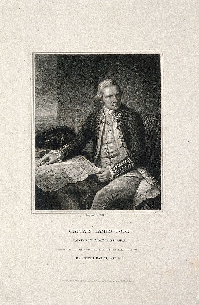 James Cook. Stipple engraving by W. Holl after Sir N. Dance-Holland, 1776.