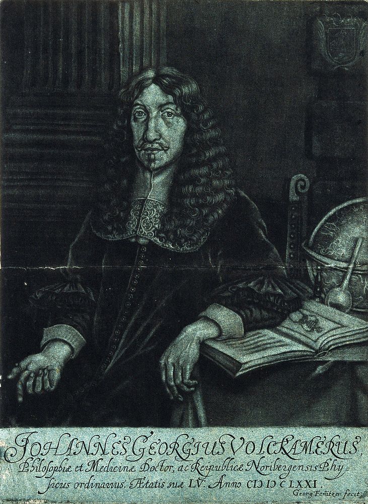 Johann Georg Volckamer. Mezzotint by G. Fennitzer, 16--.