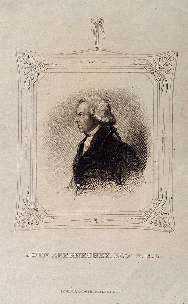 John Abernethy. Stipple engraving after J. Partridge.