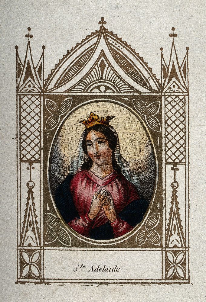Saint Adelaide. Coloured lithograph.