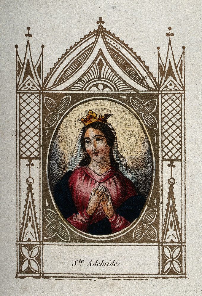 Saint Adelaide. Coloured lithograph. | Free Photo Illustration - rawpixel