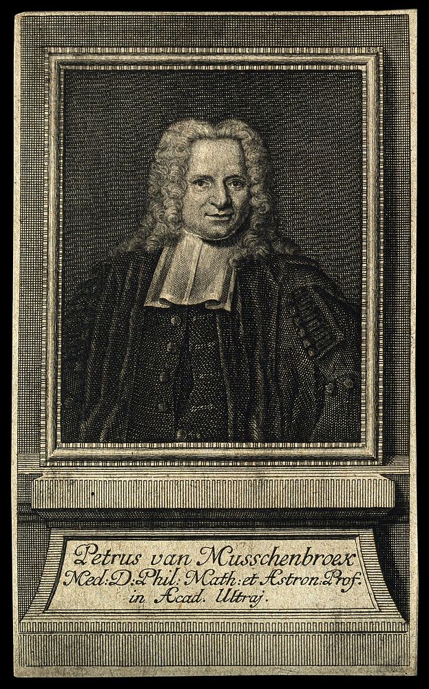 Pieter van Musschenbroek. Line engraving after J. M. Quinkhard, 1738.