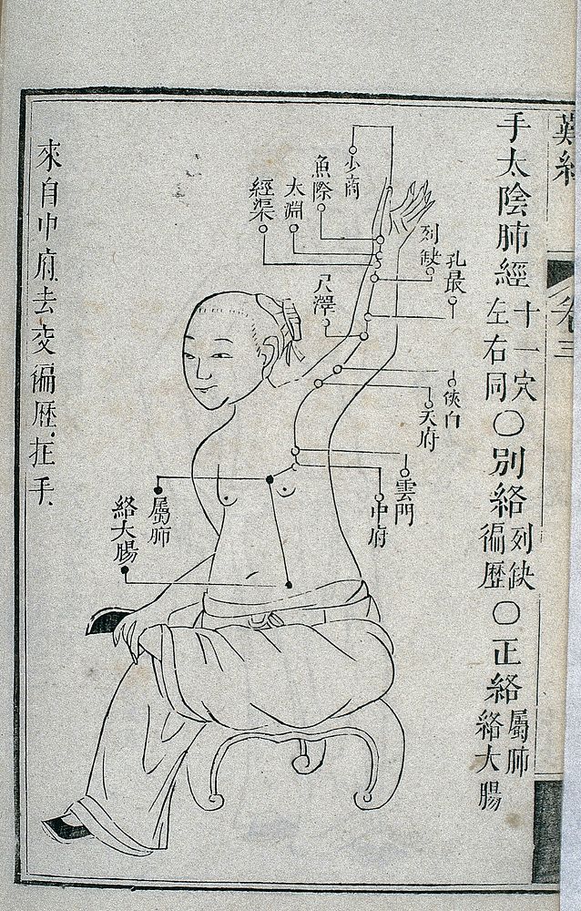 Lung channel of hand taiyin, Chinese woodcut, 1817