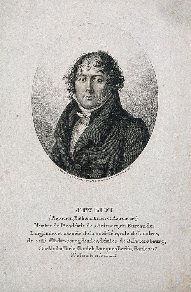 Jean Baptiste Biot. Stipple engraving by A. Tardieu after himself, 1824.