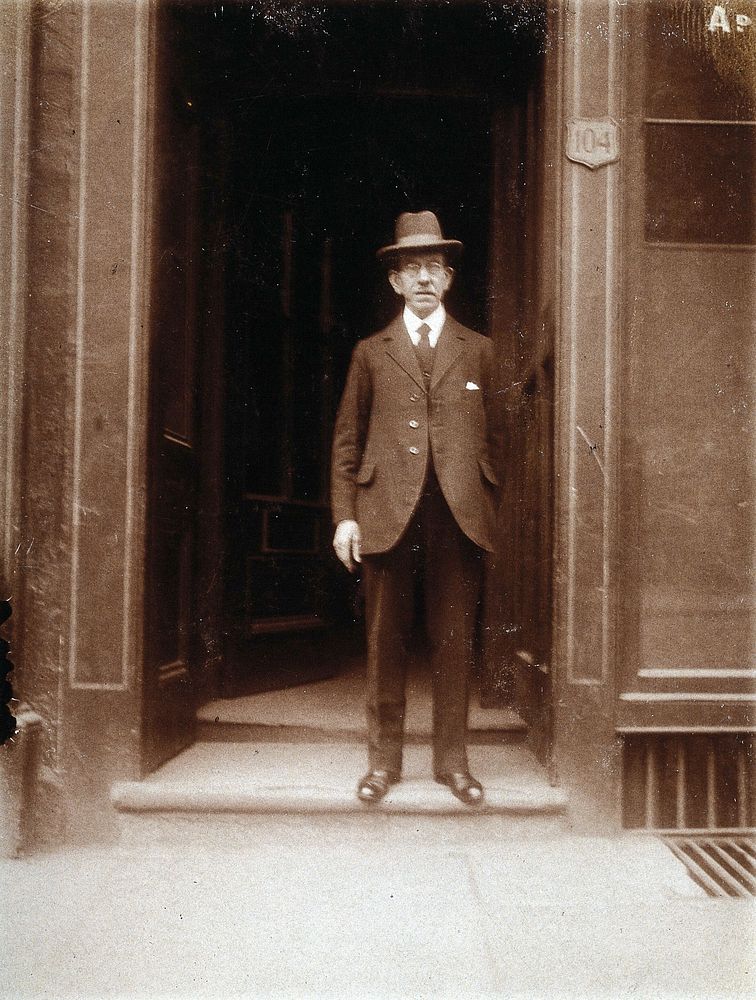 An unidentified man standing in a doorway. Photograph by William Brown, 18 June 1926.