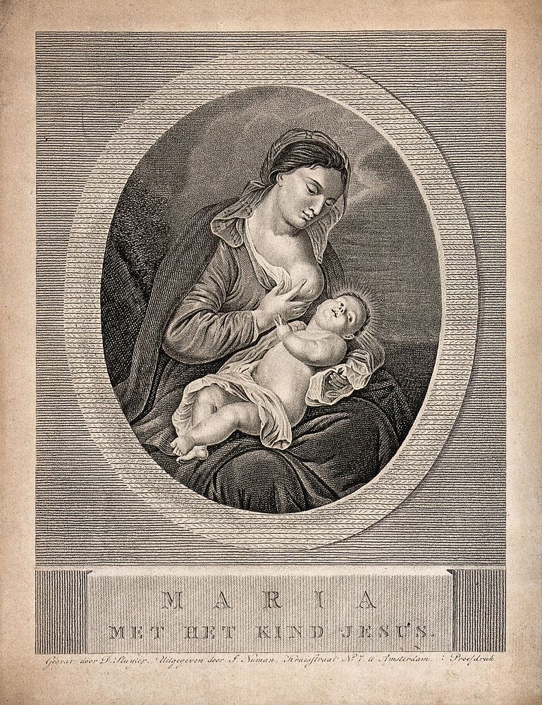 Saint Mary (the Blessed Virgin) with the Christ Child. Stipple engraving by D. Sluyter.