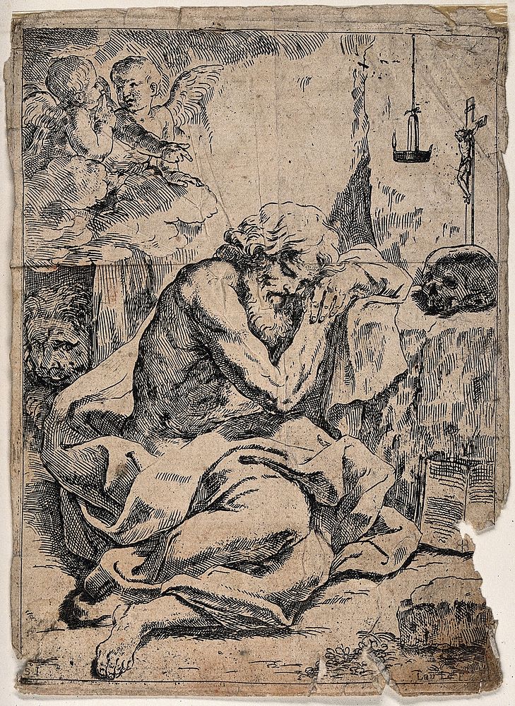 Saint Jerome. Etching by L. Loli after G.A. Sirani.