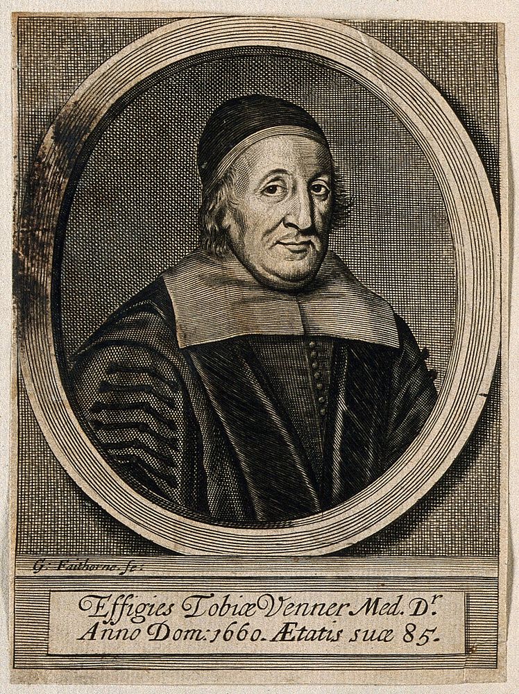 Tobias Venner. Line engraving by W. Faithorne, 1600.