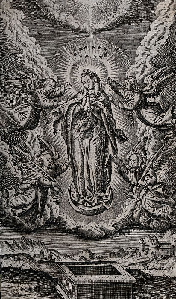 The Assumption of the Virgin Mary. Engraving.