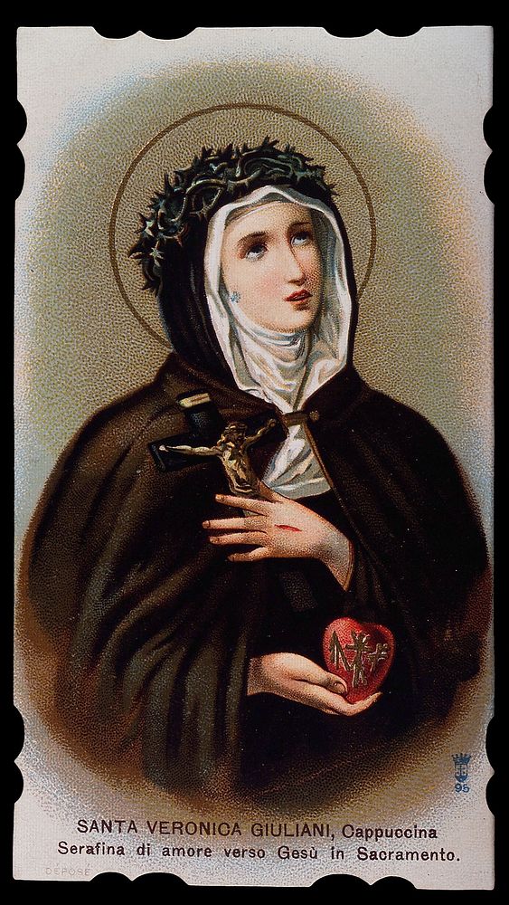 Saint Veronica de Julianis. Colour lithograph, 1898.