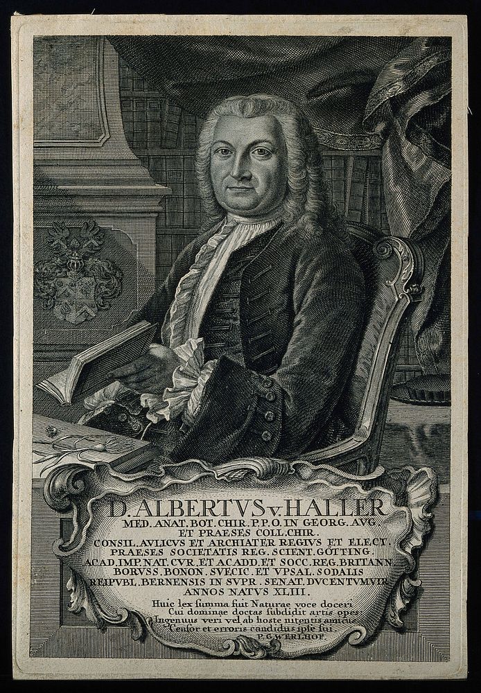 Baron Albrecht von Haller. Line engraving.