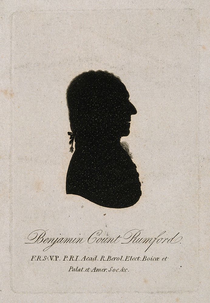 Sir Benjamin Thompson, Count von Rumford. Aquatint silhouette.