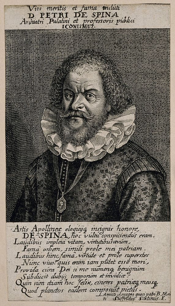Petrus de Spina. Line engraving by C. Ammon, 1652.