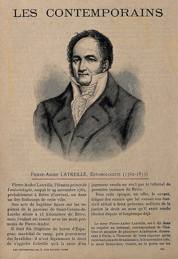 Pierre André Latreille. Wood engraving by F. B.