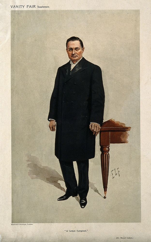 Sir John Bland-Sutton. Colour lithograph after "Elf" (L. Fildes).