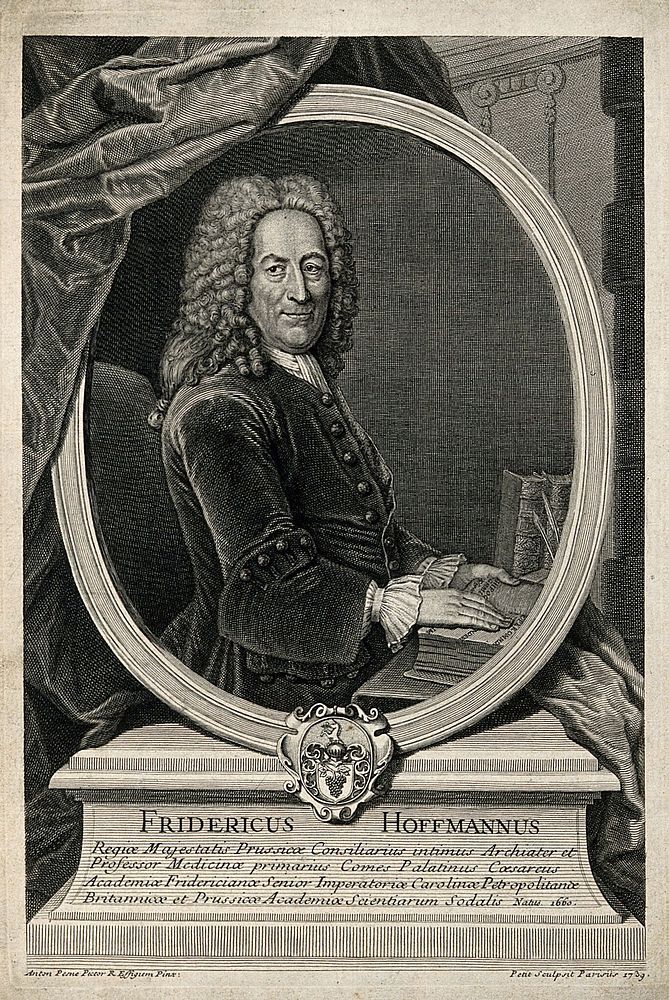 Friedrich Hoffmann II. Line engraving by G. Petit, 1739, after A. Pesne.