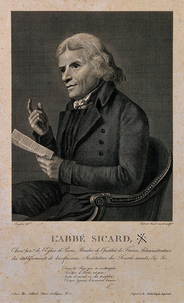 Roch Ambroise Cucurron Sicard, Abbé Siccard. Line engraving by A. Aubert after J.-M. Langlois, 1812.