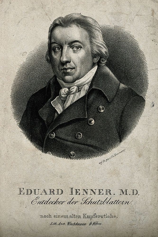Edward Jenner. Lithograph by T. Hosemann after J. R. Smith, 1800.