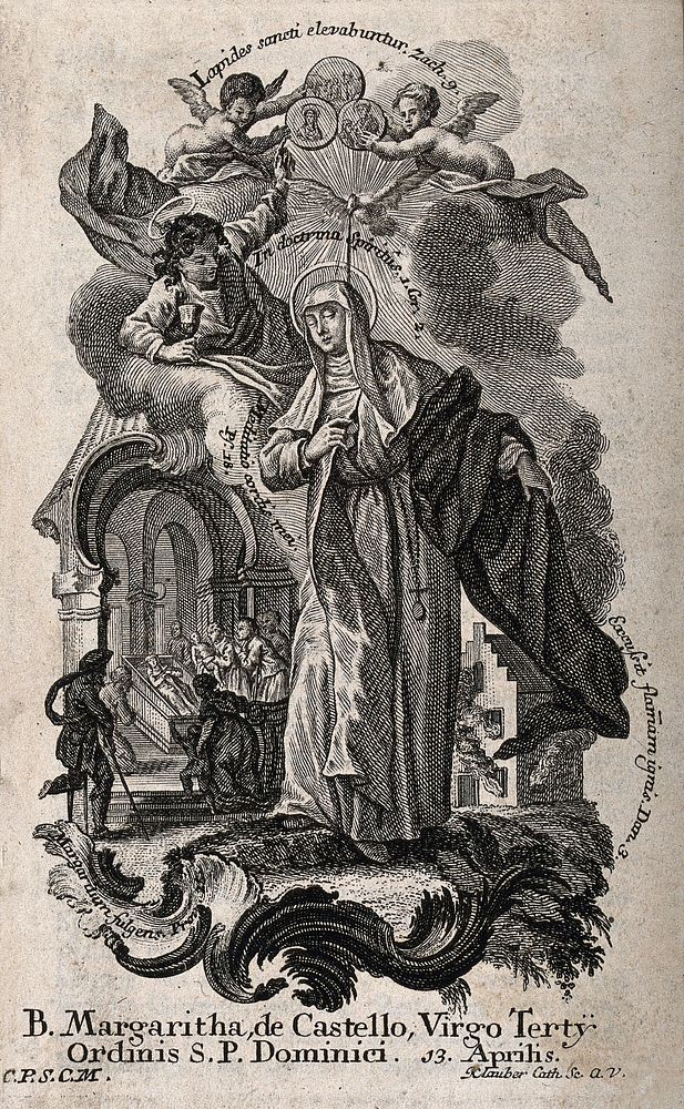 The blessed Margaret of Citta di Castello. Etching by J. and J. Klauber.