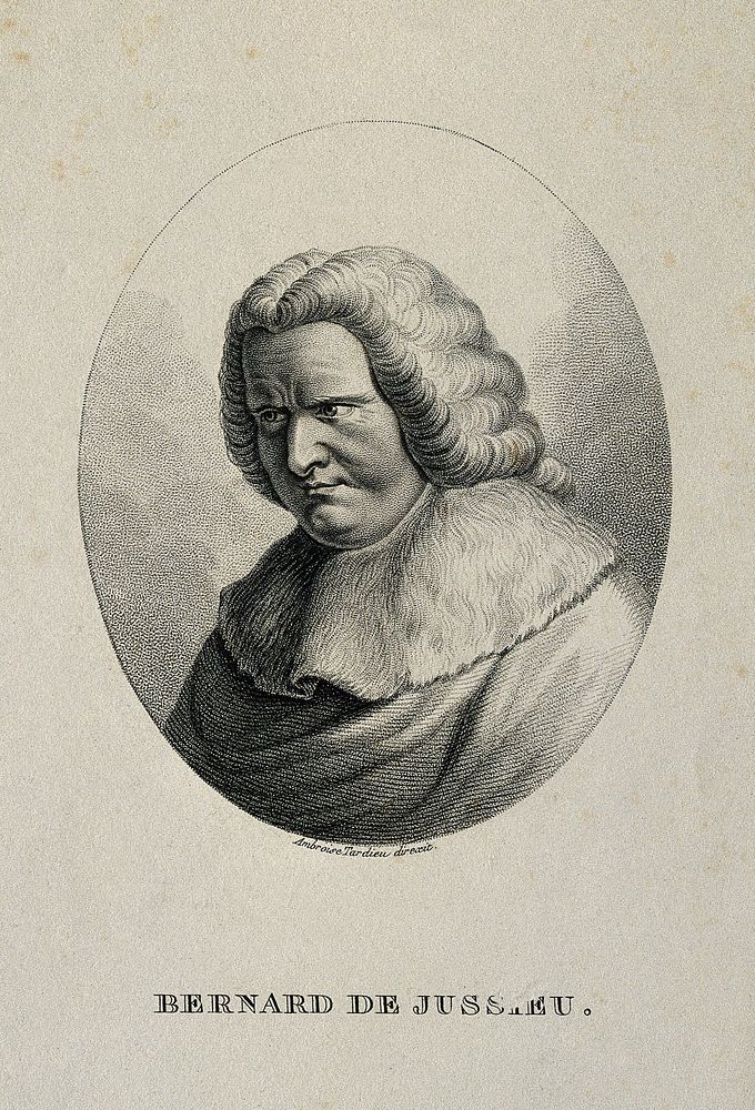 Bernard de Jussieu. Stipple engraving by A. Tardieu.