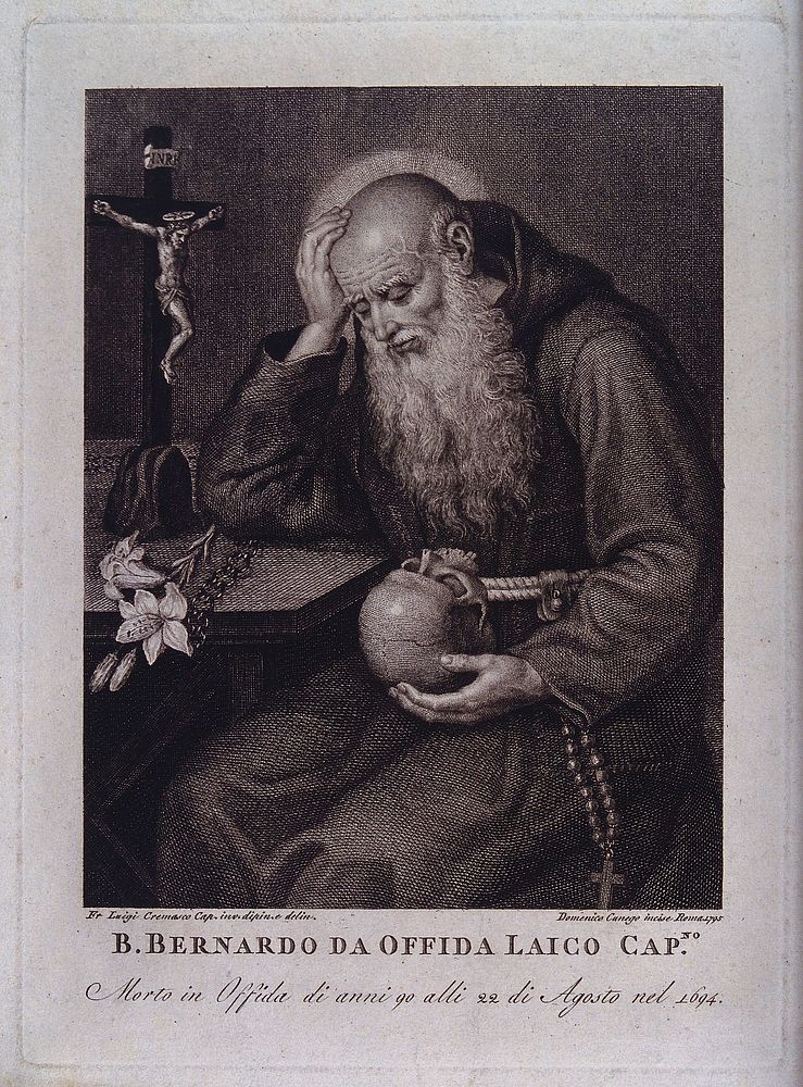 The Blessed Bernard of Offida. Line engraving by D. Cunego, 1795, after L. Cremasco.