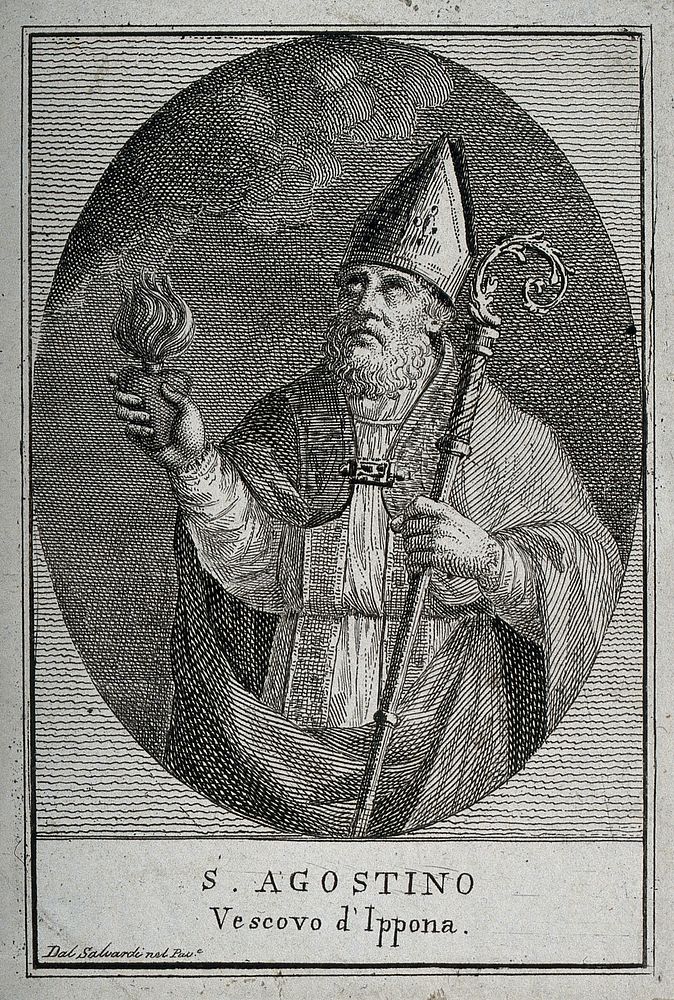 Saint Augustine of Hippo. Engraving.