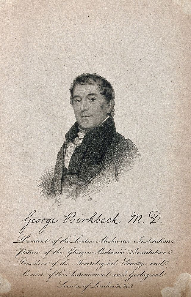 George Birkbeck. Stipple engraving.