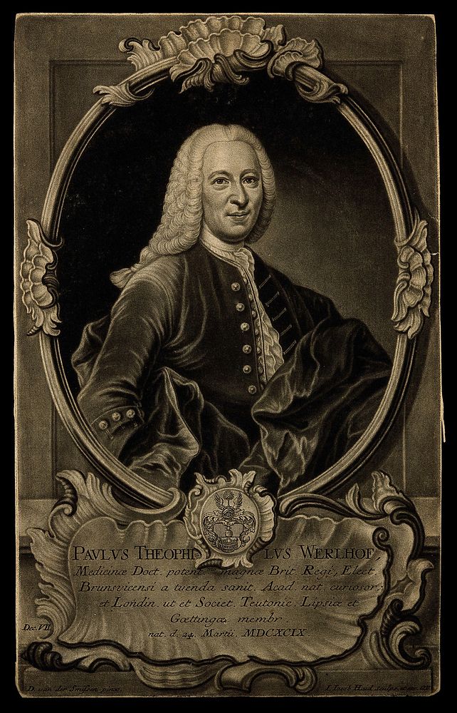 Paul Gottlieb Werlhof. Mezzotint by J.J. Haid after D. van der Smissen, 1740.