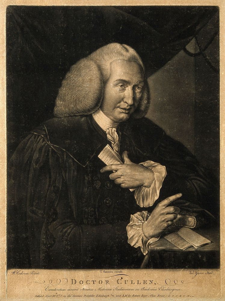 William Cullen. Mezzotint by V. Green, 1772, after W. Cochran.