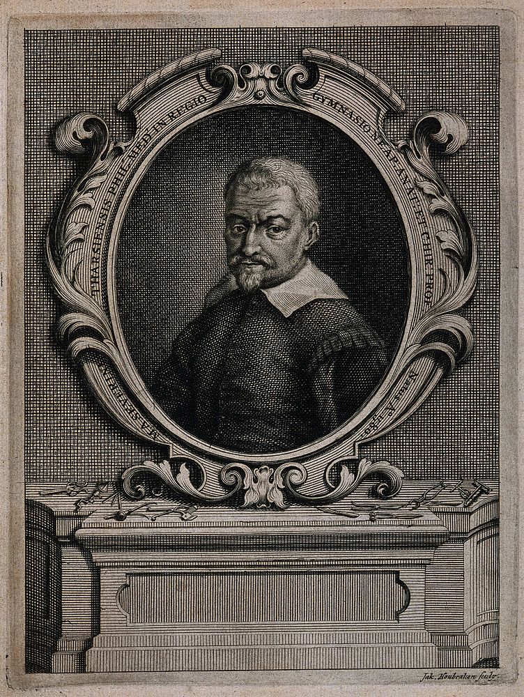 Marco Aurelio Severino. Line engraving by J. Houbraken, 1724.