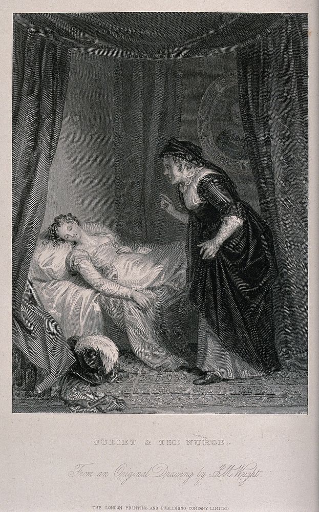 An episode in Shakespeare's play "Romeo and Juliet": the nurse enters Juliet's bedroom to awaken her, but finds her…
