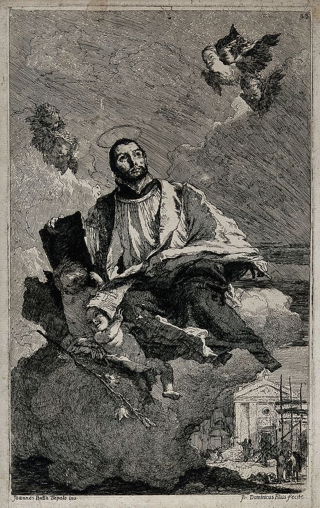 Saint Gaetano (Cajetan) Tiene. Etching by G.D. Tiepolo after G.B. Tiepolo.