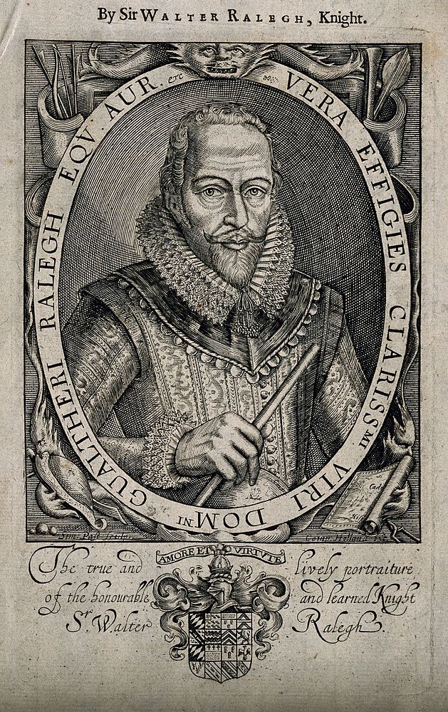 Sir Walter Raleigh. Line engraving by S. de Passe, 1621.