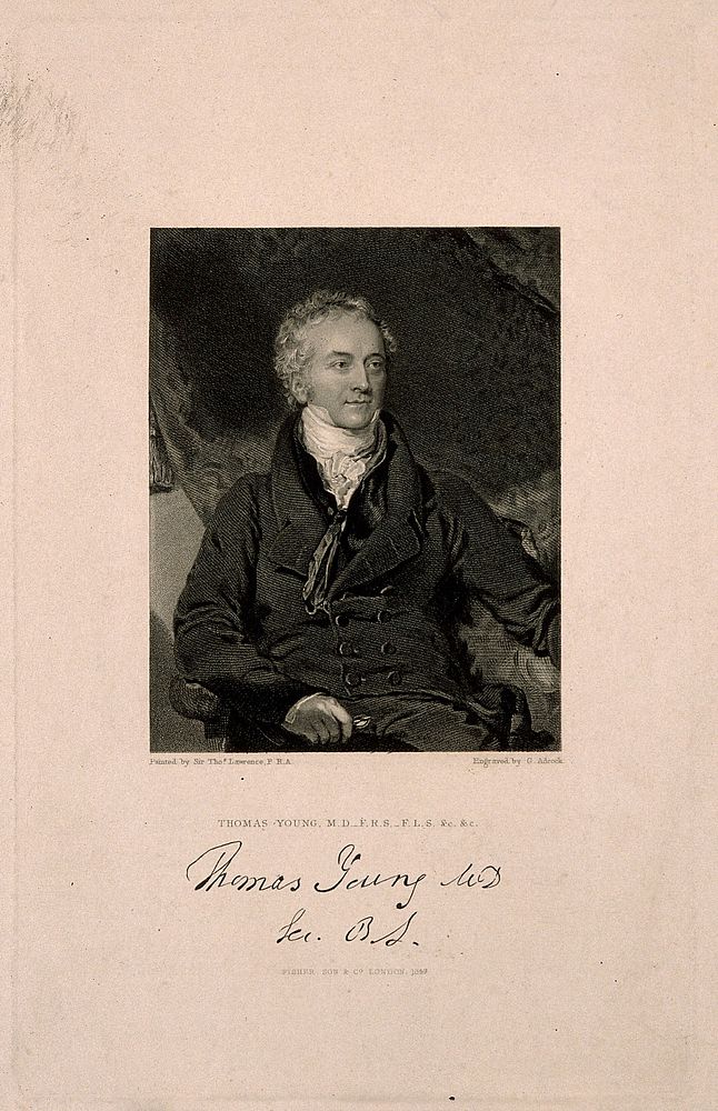 Thomas Young. Stipple engraving by G. Adcock, 1831, after Sir T. Lawrence.