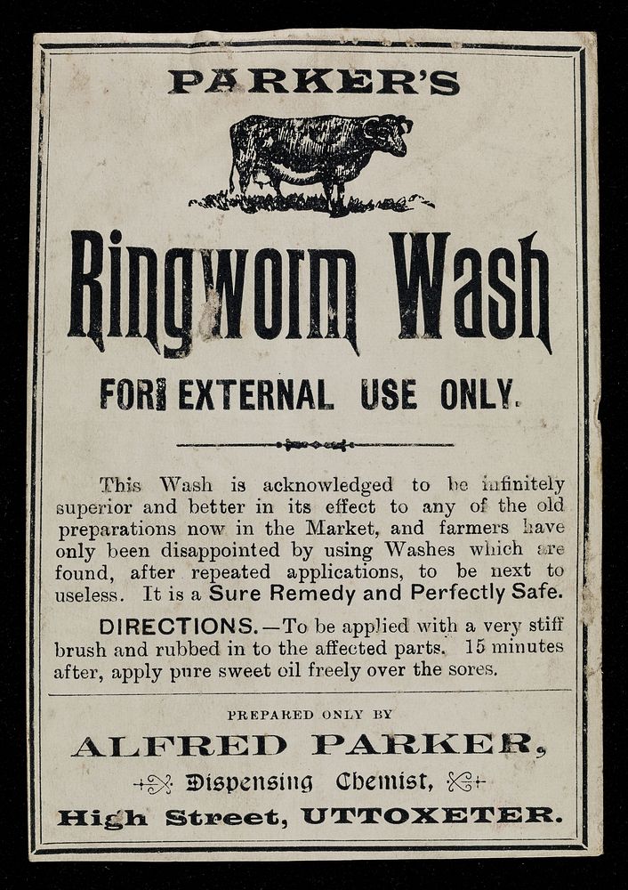 Parker's ringworm wash : for external use only ... / prepared only by Alfred Parker.