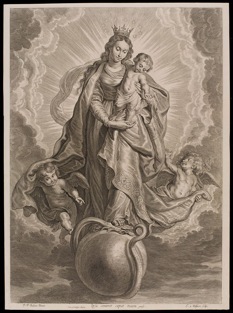 The Virgin Immaculate. Engraving by S.A. Bolswert after P.P. Rubens.