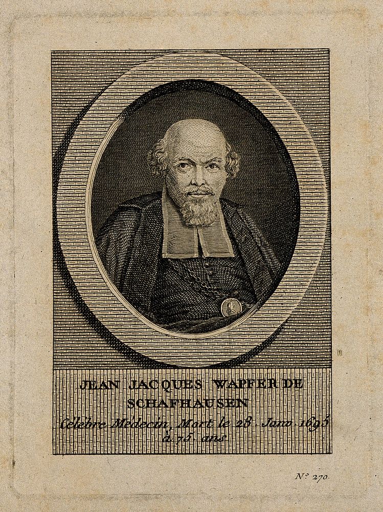 Johann Jakob Wepfer. Line engraving.