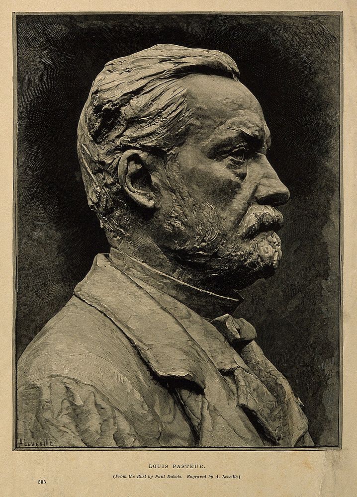 Louis Pasteur. Wood engraving by A. Leveillé after P. Dubois, 1884.