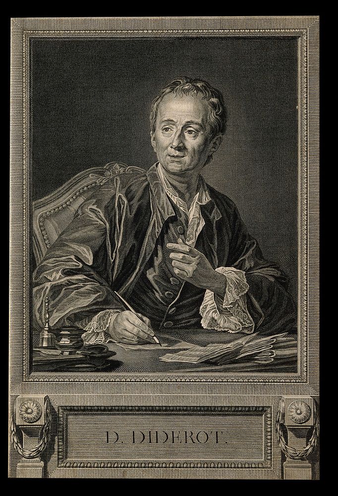 Denis Diderot. Line engraving by B. L. Henriquez, 1777, after L. M. Vanloo.