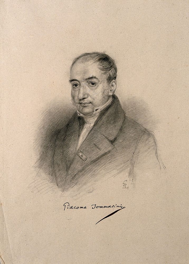 Giacomo Antonio Domenico Tommasini. Pencil drawing by C. E. Liverati, 1841.