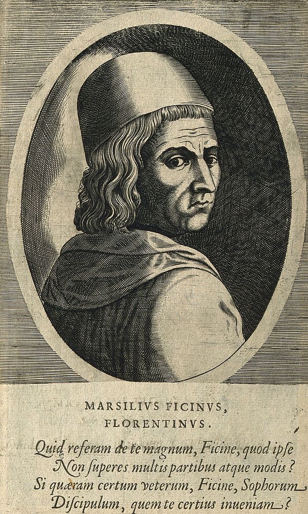 Marsilius Ficinus. Line engraving after P. Galle, 1572.