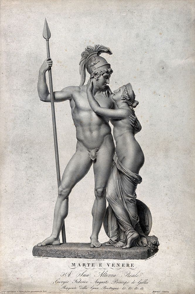 Mars [Ares] and Venus [Aphrodite]. Engraving by D. Marchetti after G. Tognoli after A. Canova.