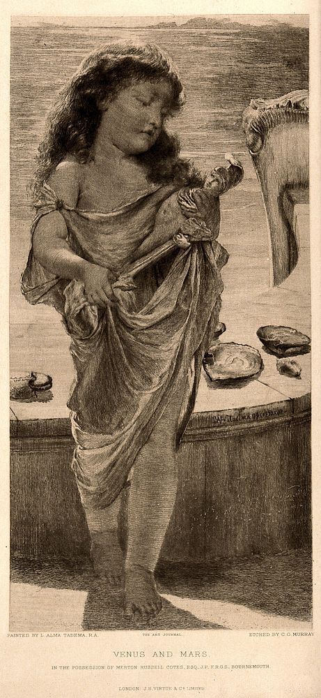 "Venus and Mars". Etching by C.O. Murray after L. Alma-Tadema.