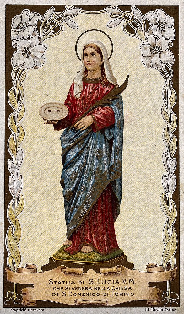 Saint Lucy. Colour lithograph.