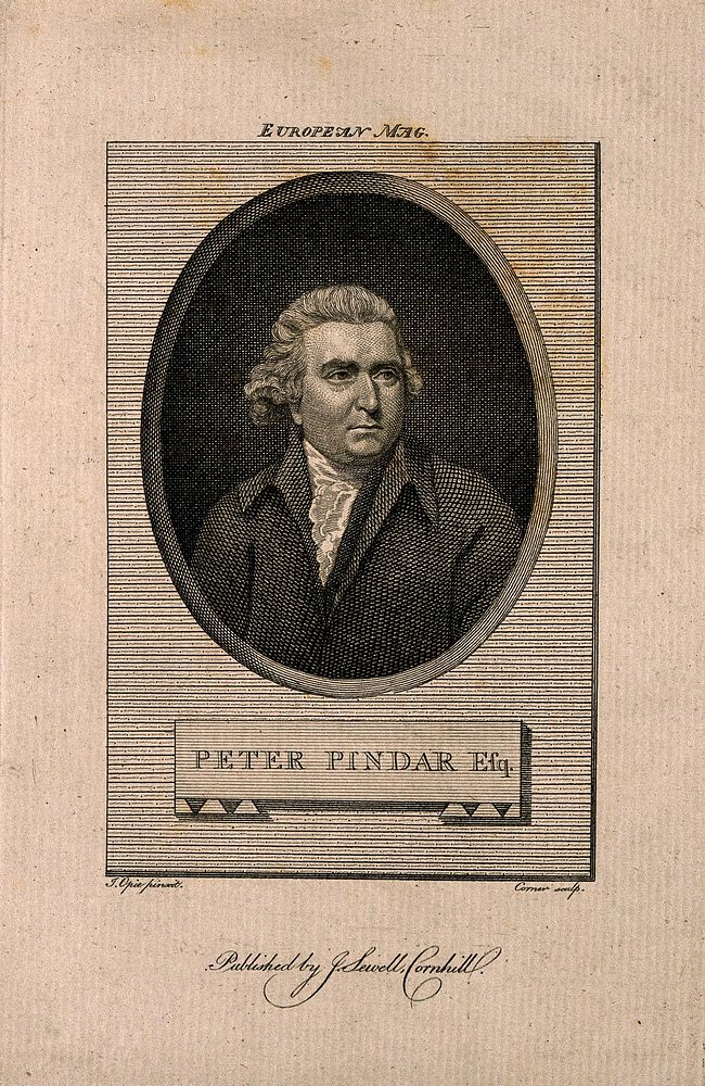 John Wolcot [Peter Pindar]. Line engraving by J. Corner after J. Opie.
