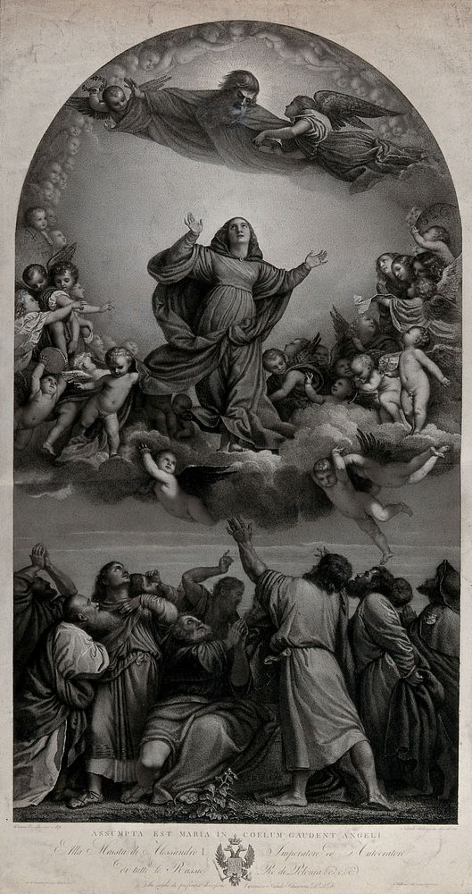 The Assumption of the Virgin. Engraving by N. Schiavoni after Titian.