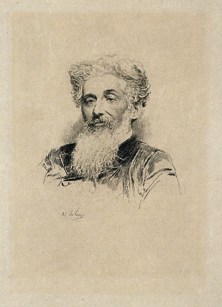 Ramon Emeterio Betancès. Etching by A. Lalauze, 1891.