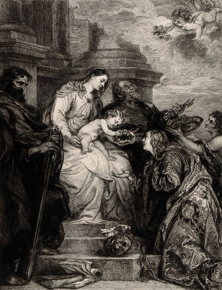 Saint Rosalia. Etching by W. Unger after Sir A. van Dyck.